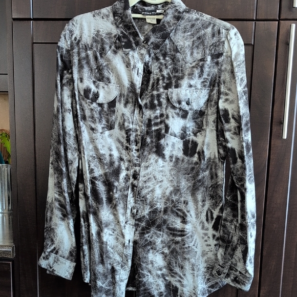 Bianca Nygard Other - Men's Black & White Tie-Dye Lightweight Shirt Jacket